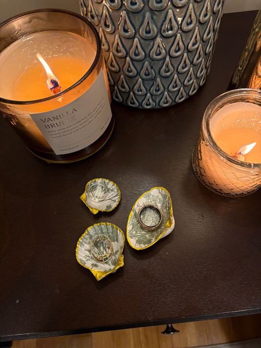 Green Floral Ring Dish Set