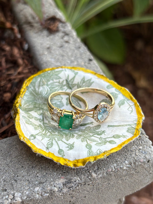 Green Floral Ring Dish