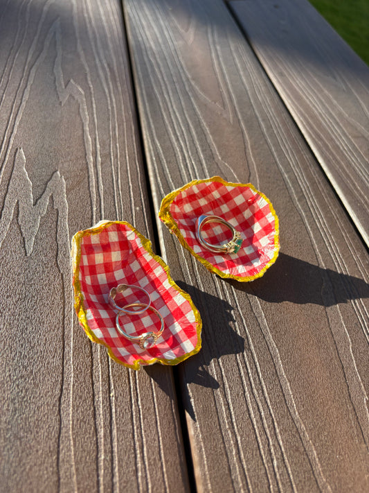 Red Gingham Ring Dishes