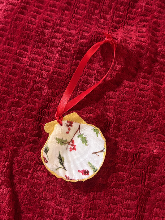 Scallop Mistletoe Christmas Ornament