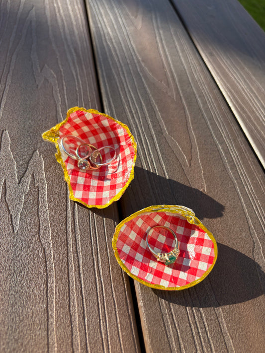 Red Gingham Ring Dishes
