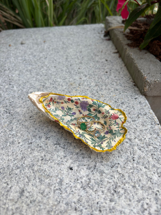 Floral Oyster Shell Jewelry Dish