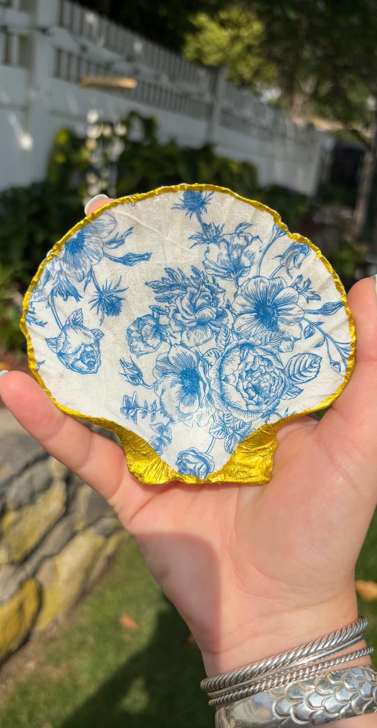 Blue Floral Jewelry Dish