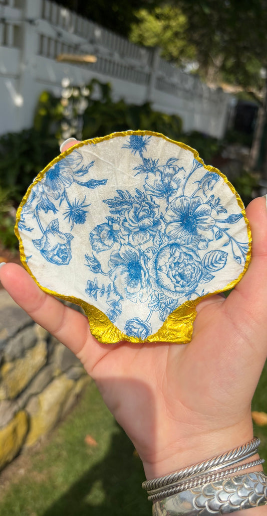 Blue Floral Jewelry Dish
